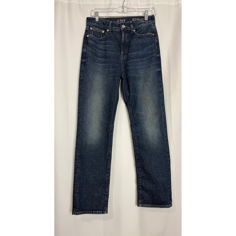 J.Crew 96 Straight Jeans Indigo Wash High Rise Stretch Denim RE-96-IDG Size 26